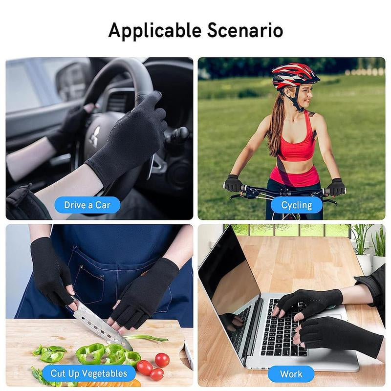 Arthritis Compression Gloves, 1 Pair Anti-Slip Glue Dot Fingerless Gloves for Work, Cycling Gloves, Sports & Outdoor Accessories for Women & Men