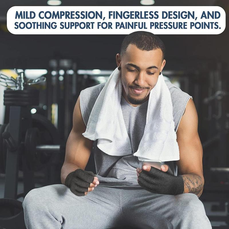 Arthritis Compression Gloves, 1 Pair Anti-Slip Glue Dot Fingerless Gloves for Work, Cycling Gloves, Sports & Outdoor Accessories for Women & Men