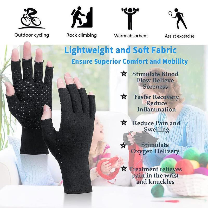 Arthritis Compression Gloves, 1 Pair Anti-Slip Glue Dot Fingerless Gloves for Work, Cycling Gloves, Sports & Outdoor Accessories for Women & Men