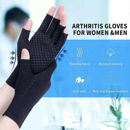 Arthritis Compression Gloves, 1 Pair Anti-Slip Glue Dot Fingerless Gloves for Work, Cycling Gloves, Sports & Outdoor Accessories for Women & Men