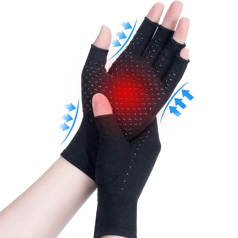 Arthritis Compression Gloves, 1 Pair Anti-Slip Glue Dot Fingerless Gloves for Work, Cycling Gloves, Sports & Outdoor Accessories for Women & Men