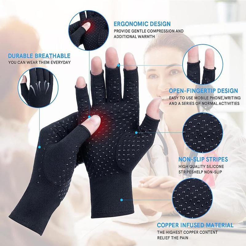 Arthritis Compression Gloves, 1 Pair Anti-Slip Glue Dot Fingerless Gloves for Work, Cycling Gloves, Sports & Outdoor Accessories for Women & Men