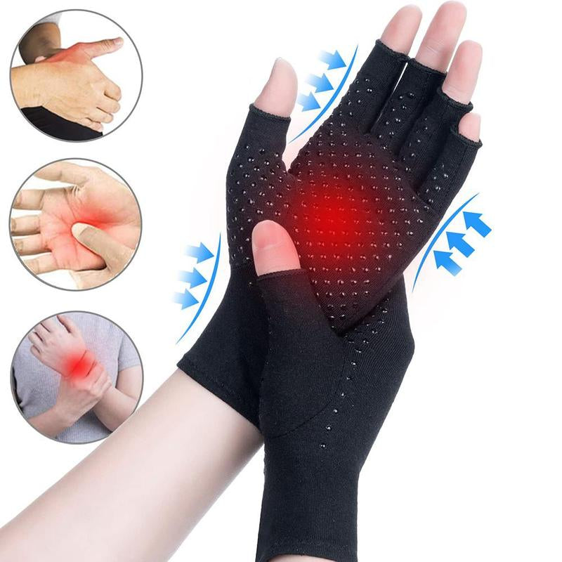 Arthritis Compression Gloves, 1 Pair Anti-Slip Glue Dot Fingerless Gloves for Work, Cycling Gloves, Sports & Outdoor Accessories for Women & Men